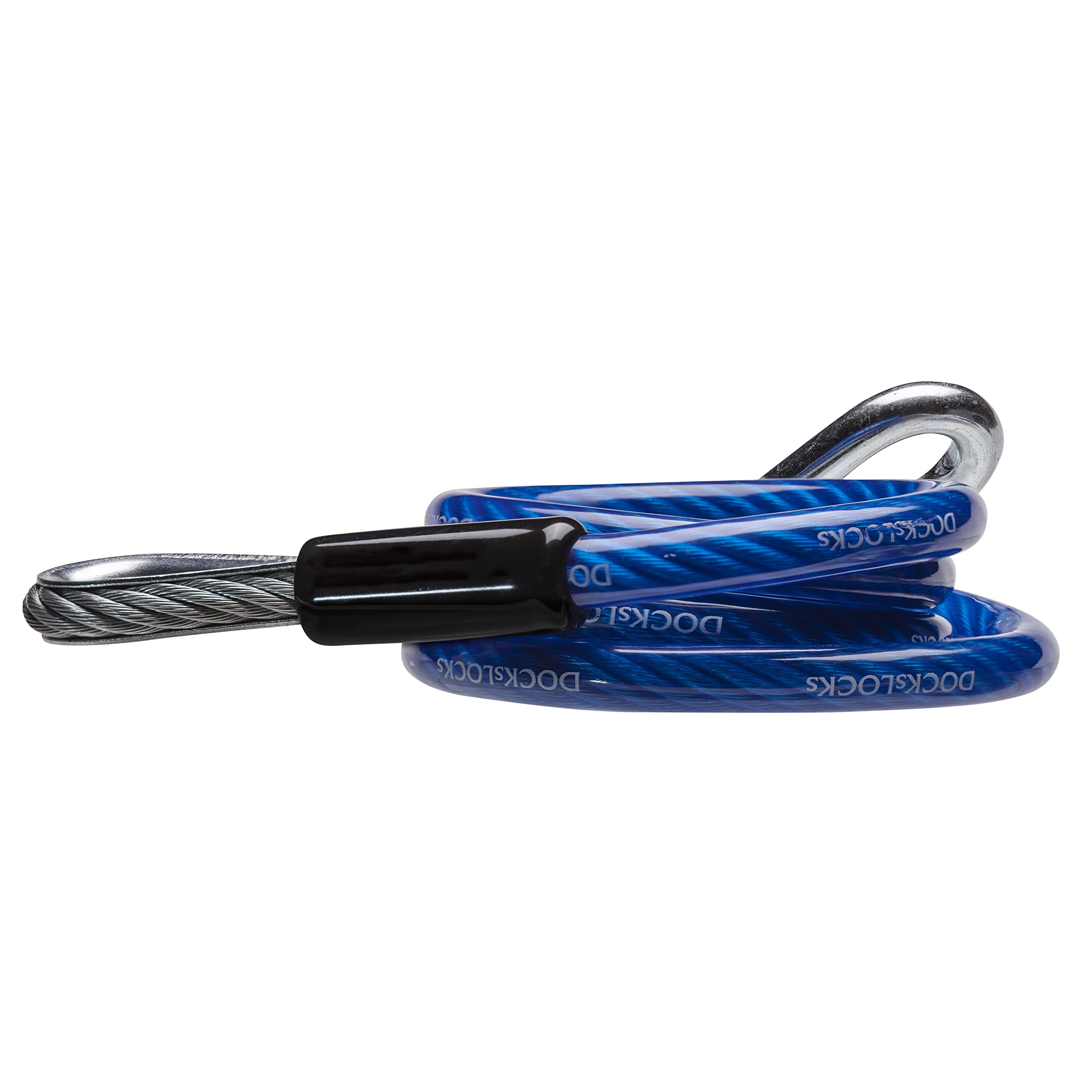 DocksLocks Trailer Safety Towing Cables, Self Coiling Weatherproof Vinyl Coated with Snap Hook Safety Latches, 48” Length, 2 Pack (5000 lbs Break Force)