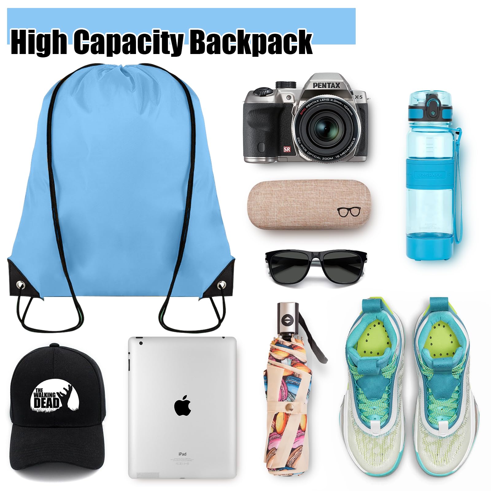 Grneric 20Color Drawstring Backpack Bulk Cinch Sackpack Ployster Drawstring Bags for Gym Party Trip