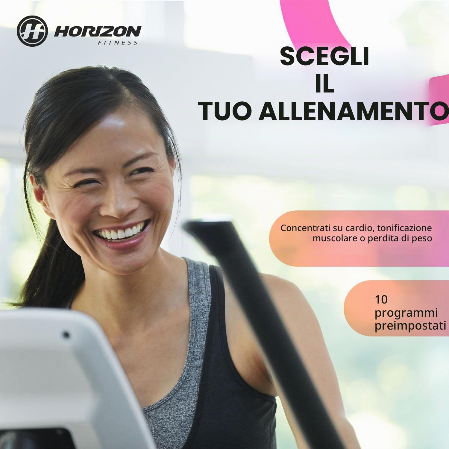 Horizon Fitness Elliptical Andes 3, Bianco/Nero, L x P x H in cm: 173 x 67 x 171 cm