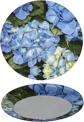 Miniatura 2 de Delerain Mantel redondo ajustable de hortensia azul, mantel redondo impermeable con borde elástico, lavable, para interiores y exteriores, se adapta