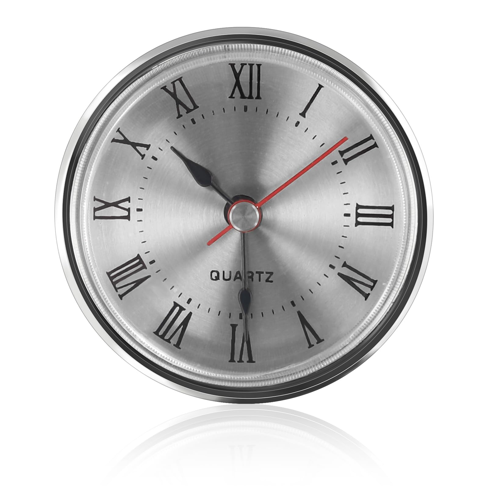 Photo 1 of 2.5in/65Mm Round Quartz Clock Insert Replacement, Mini Quartz Movement, Roman Numeral Clock Faces For Crafts, Gold & Silver Decorative Mechanism Replacement (silver)