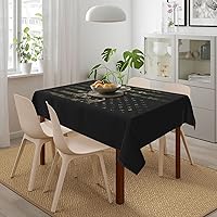 Vista 103 de YETTA YANG Paño de Mesa Redondo de Dulce de Chupachups Gótico en Negro y Blanco de 60 Pulgadas, Cubierta de Mesa Decorativa de Tela para Mesas