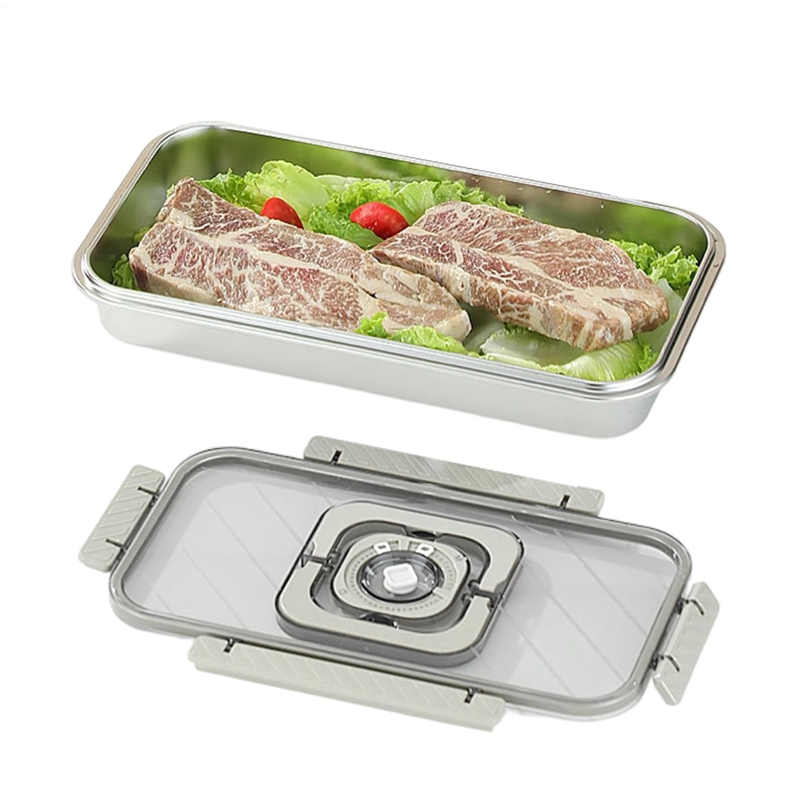 Recipiente hermético de acero inoxidable para pan y tostadas con asa