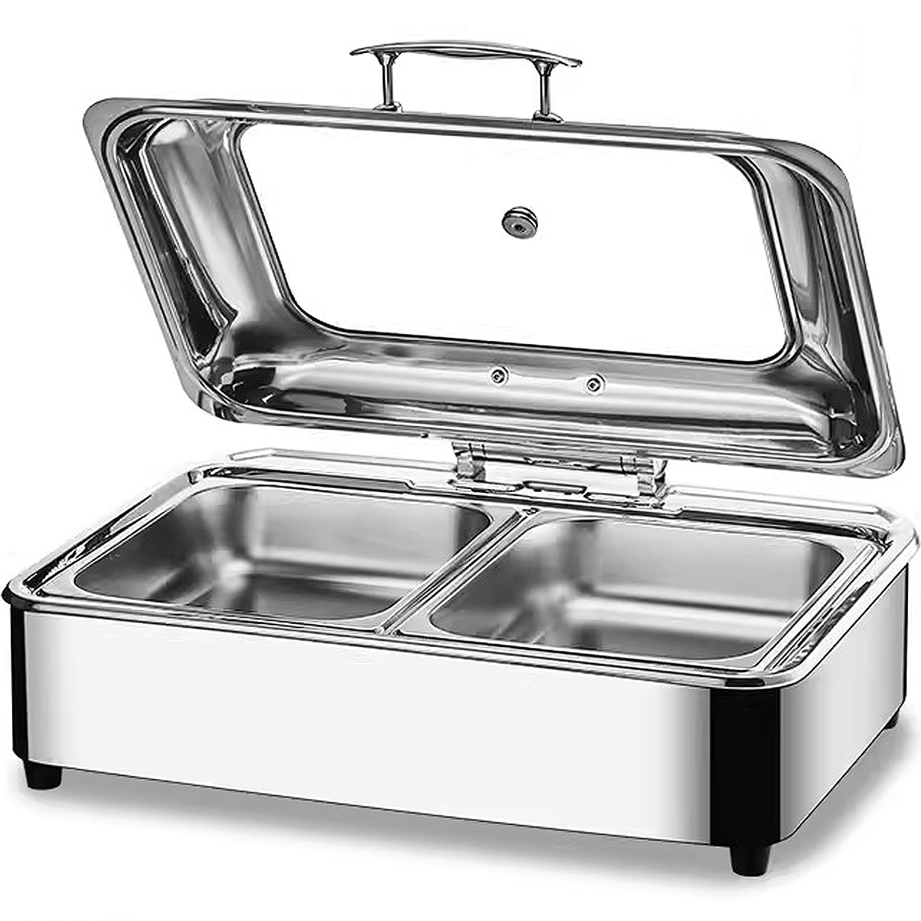 Chafing Dish Eléctrico, 9L Calentador de Buffet in Acero Inoxidable | Calentador de Comida Profesional con Tapa Visible para Buffet y Fiesta, Temperatura Regulable (0-85℃)