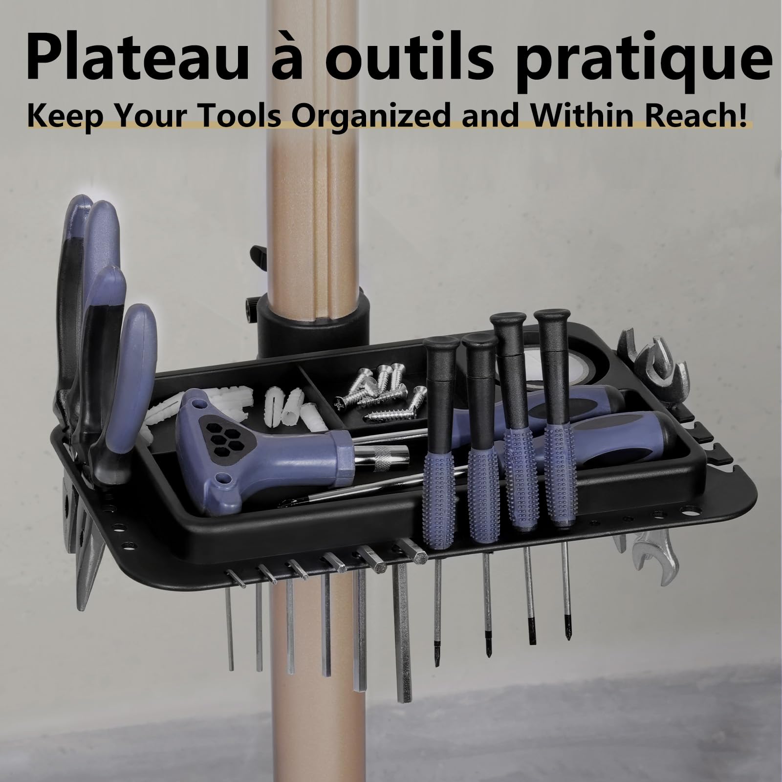 Urban Deco Support de réparation de vélo Support de vélo en aluminium pour l'entretien, capacité de 30,8 kg, réglable en hauteur, pince rotative à 360°, plateau à outils inclus