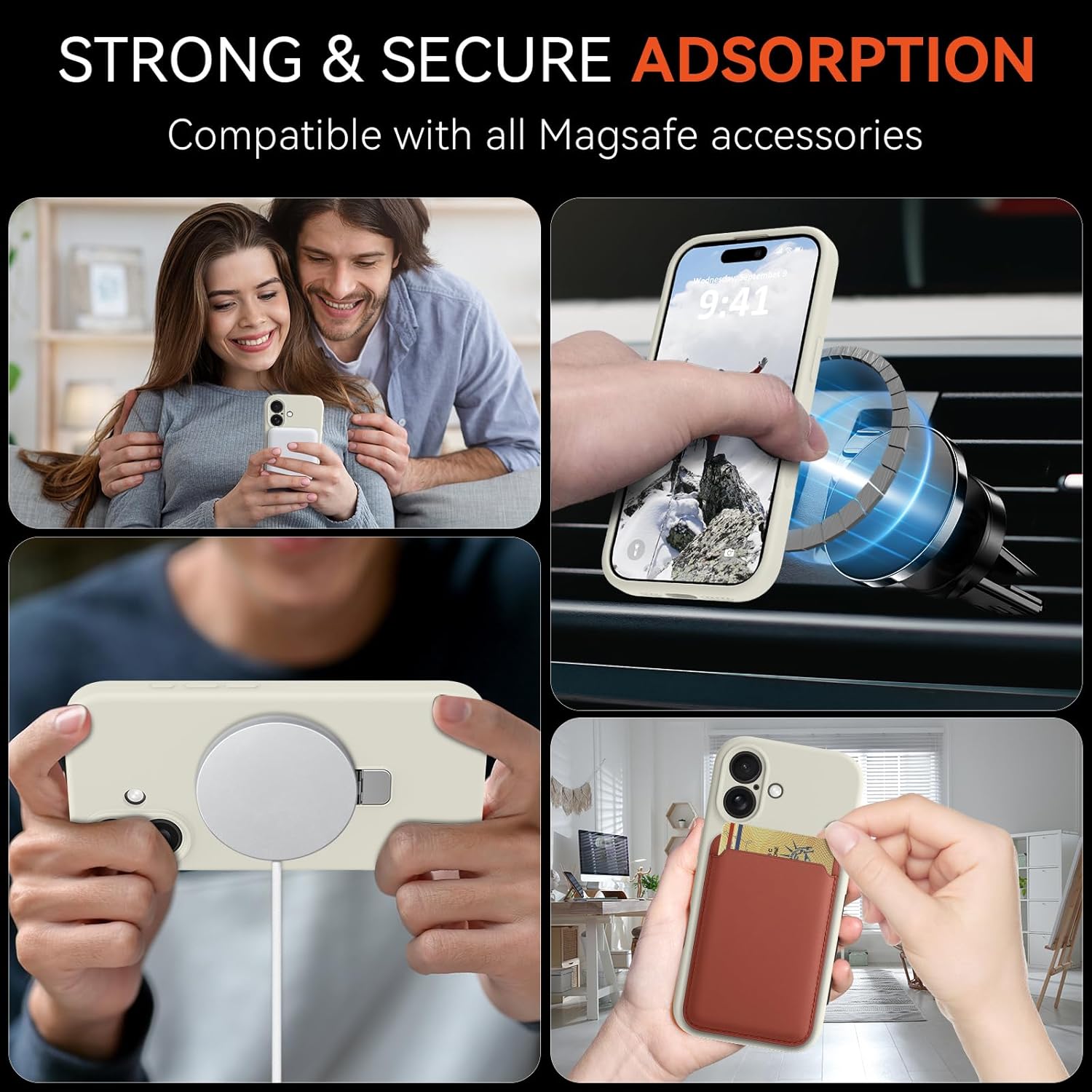 Compatible with iPhone 17 Case Stand, Slim Comfortable Liquid Silicone Phone Cases Fit for iPhone 17 Compatible with MagSafe Magnetic Ring Kickstand Stand Case Full Camera Protection, White