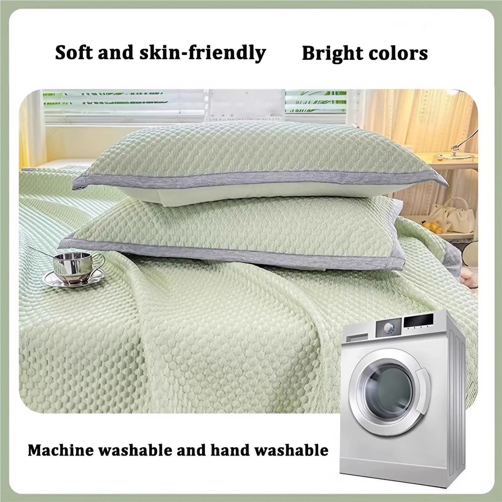 Sábanas Frías para El Verano - Juego De Sábanas Ajustables - Cubrecolchón Refrescante con Funda De Almohada - Funda Colchón De Seda Helada Lavable(Green,120 x 200 cm+1 Pillowcase)