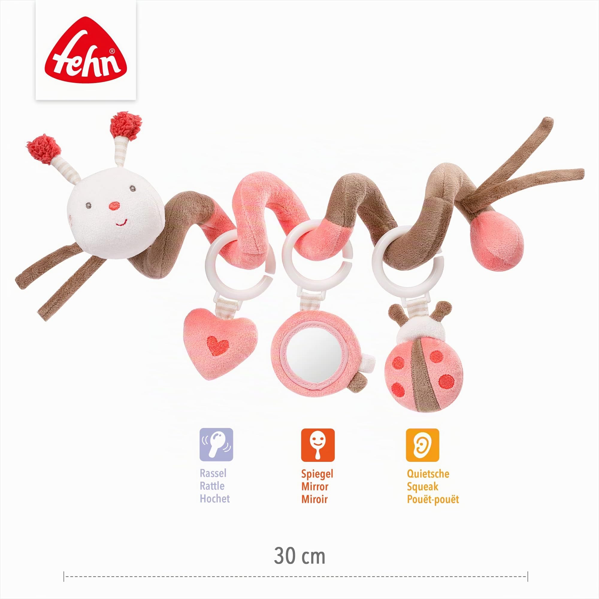 Fehn Spirale d'Activités abeille - pour Saisir et Palper - pour le lit, le parc, la coque et le siège auto - pour bébés et jeunes enfants à partir de 0 mois