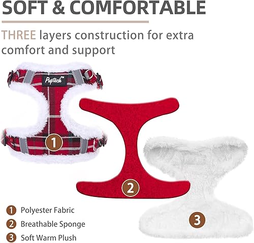 Miniatura 2 de PUPTECK Juego de arnés y correa para perro sin tirones, reflectante, sin estrangulamiento, para cachorros con cuello halter para perros XS, pequeños