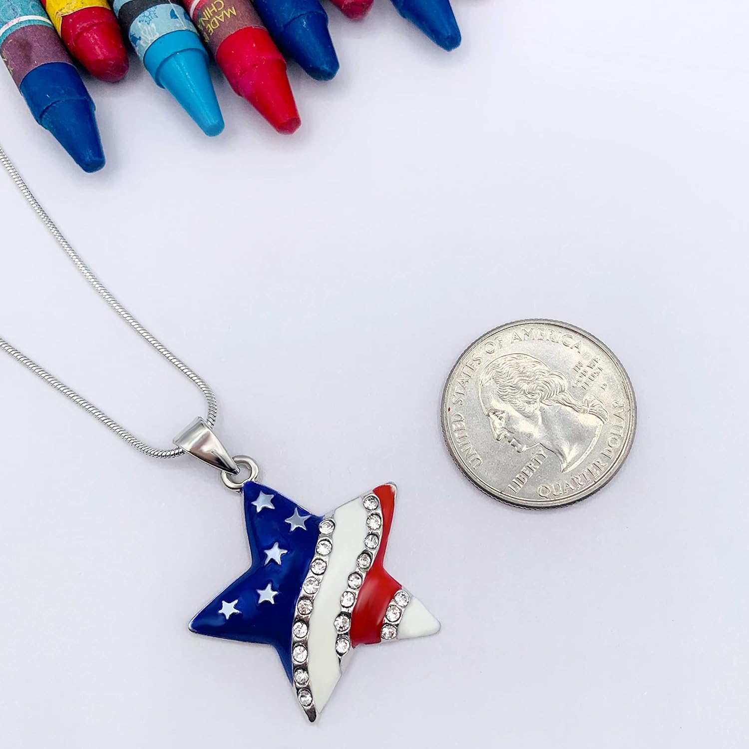 4th of July Necklace for Women - Fourth July Accessories - Red White Blue Earrings - Stars Stripes - Image 8