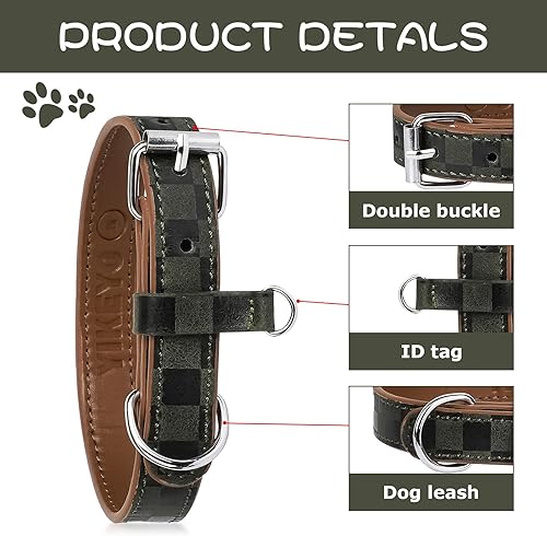 Miniatura 4 de Collar de perro para perros pequeños, medianos y grandes, collares para mascotas, hembras y niños, collar de piel sintética con estampado a cuadros,