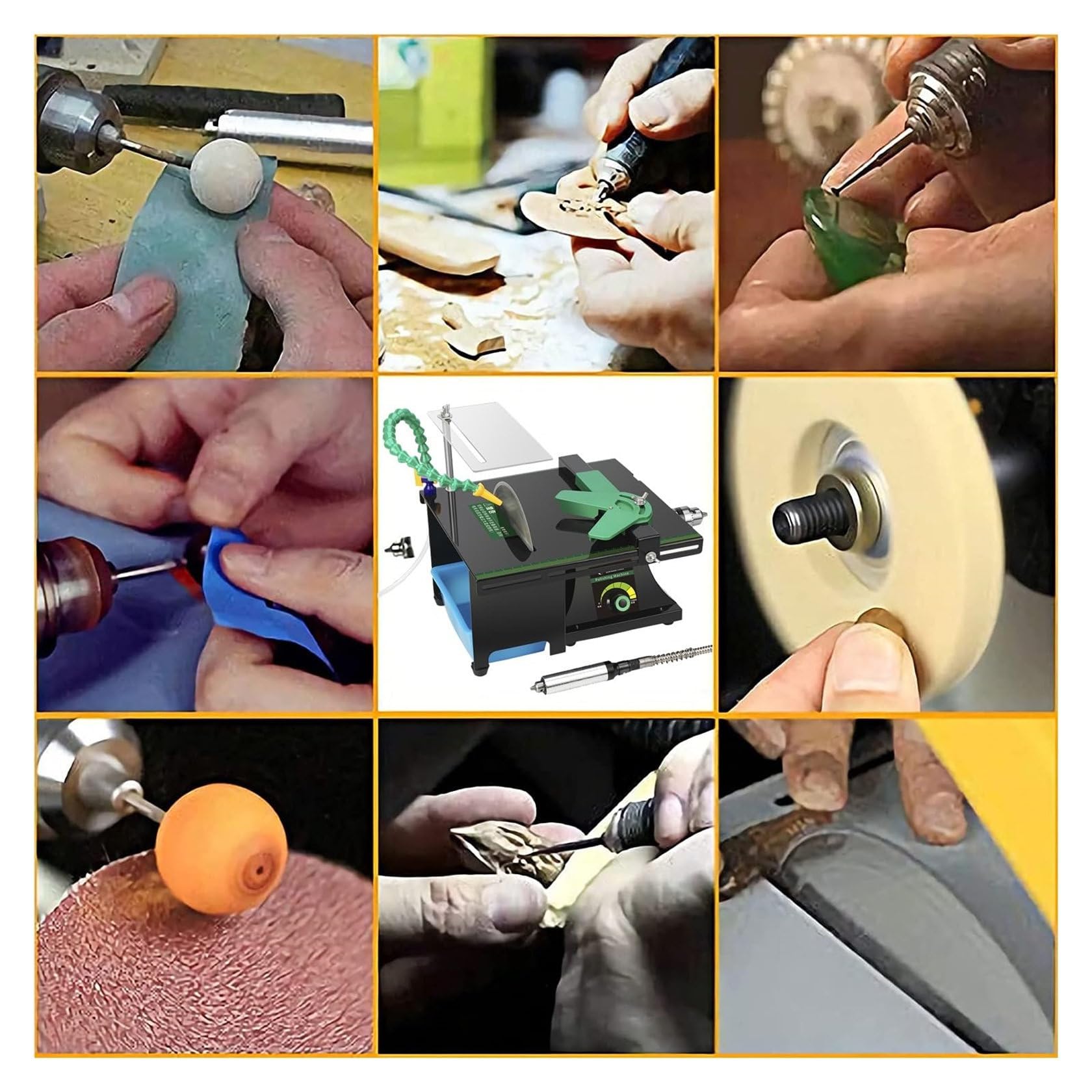 Mini Pulidora De Banco, Pulidora De Joyas, Lijadora EléCtrica, Amoladora De Banco, Lijadora, Pulidora, Afiladora De Cuchillos De Velocidad Ajustable Para CarpinteríA Y FabricacióN De