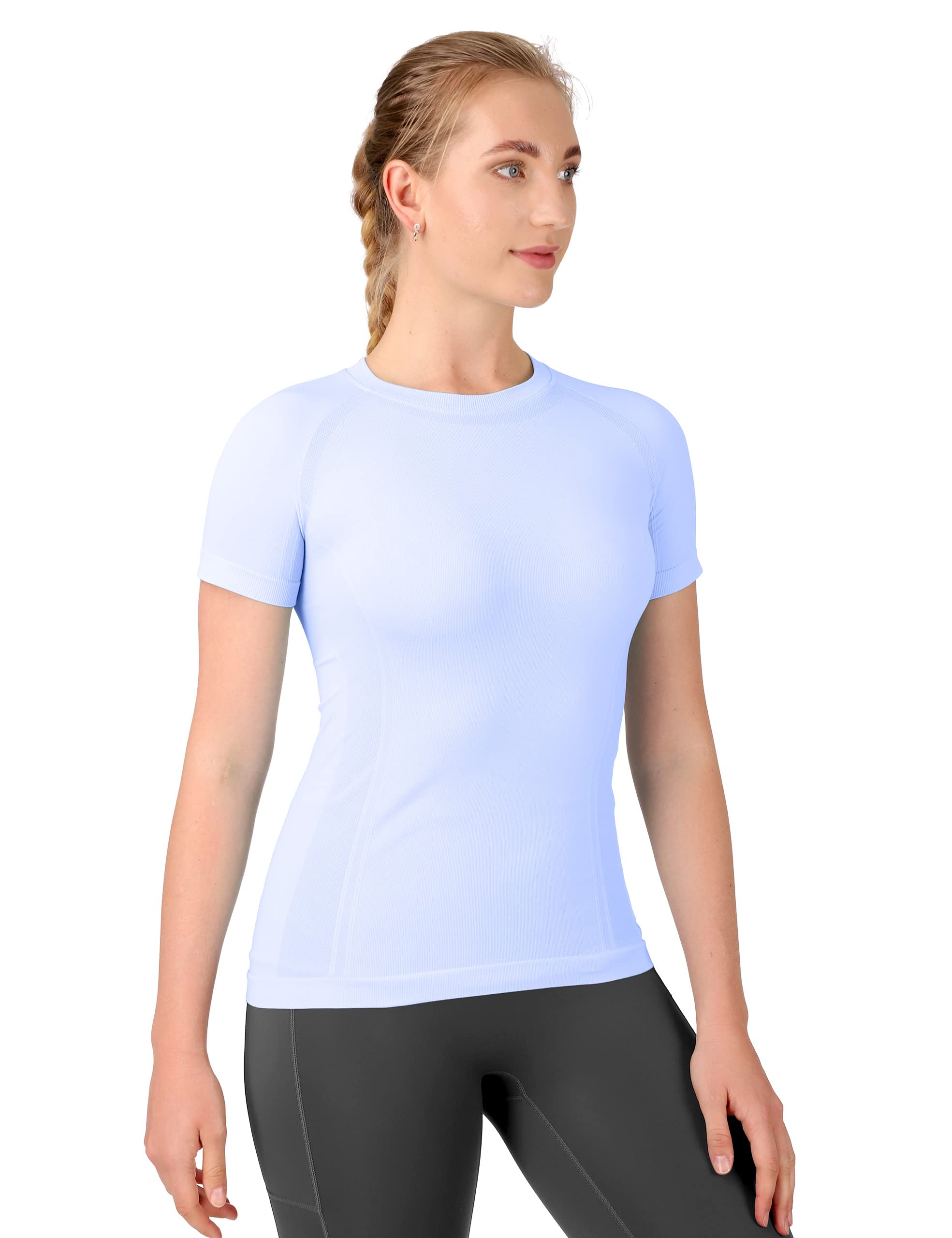 MathCat Workout Shirts for Women Short Sleeve, Workout Tops for Women, Quick Dry Gym Athletic Tops，Seamless Yoga Shirts