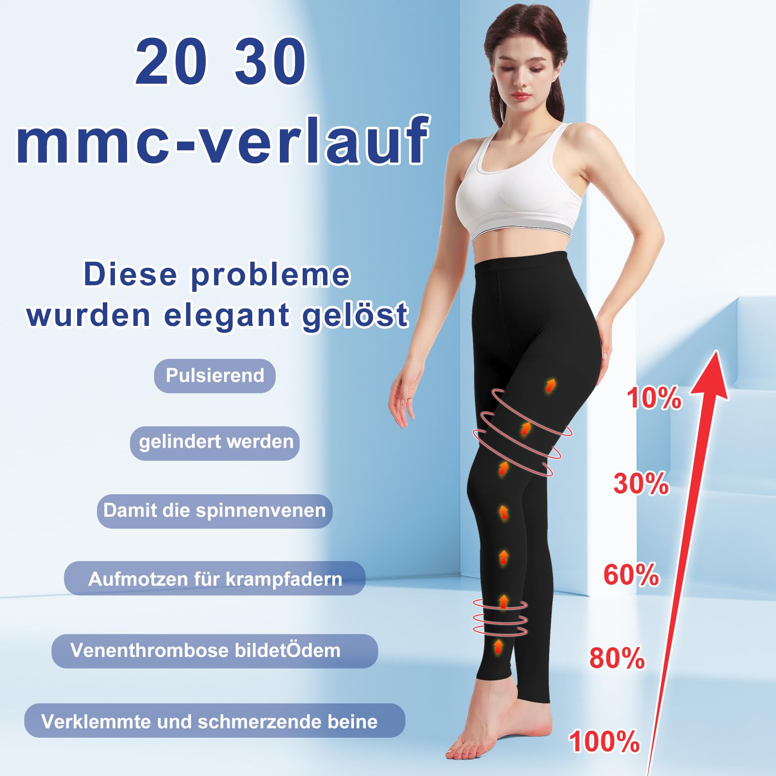Bas de compression médicaux 20-30 mmHg classe 2, collants de soutien progressif, pantalon de compression opaque à bout ouvert