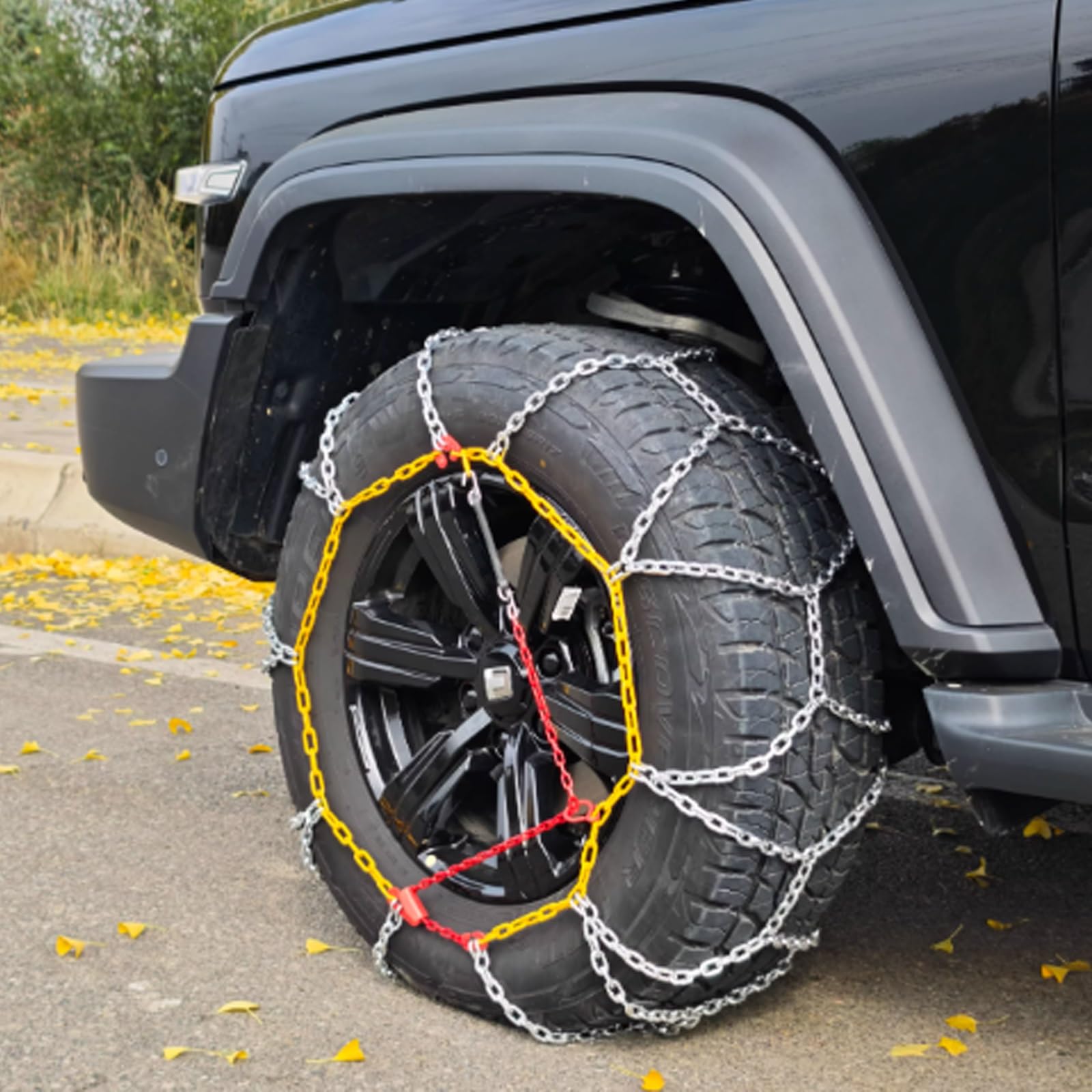2x Cadenas de Nieve for Coche - Cadenas for Autos - Máximo Agarre y Montaje Fácil - Cadenas Metálicas for Nieve - for coches Barro Arena Nieve Hielo(166/55R14)
