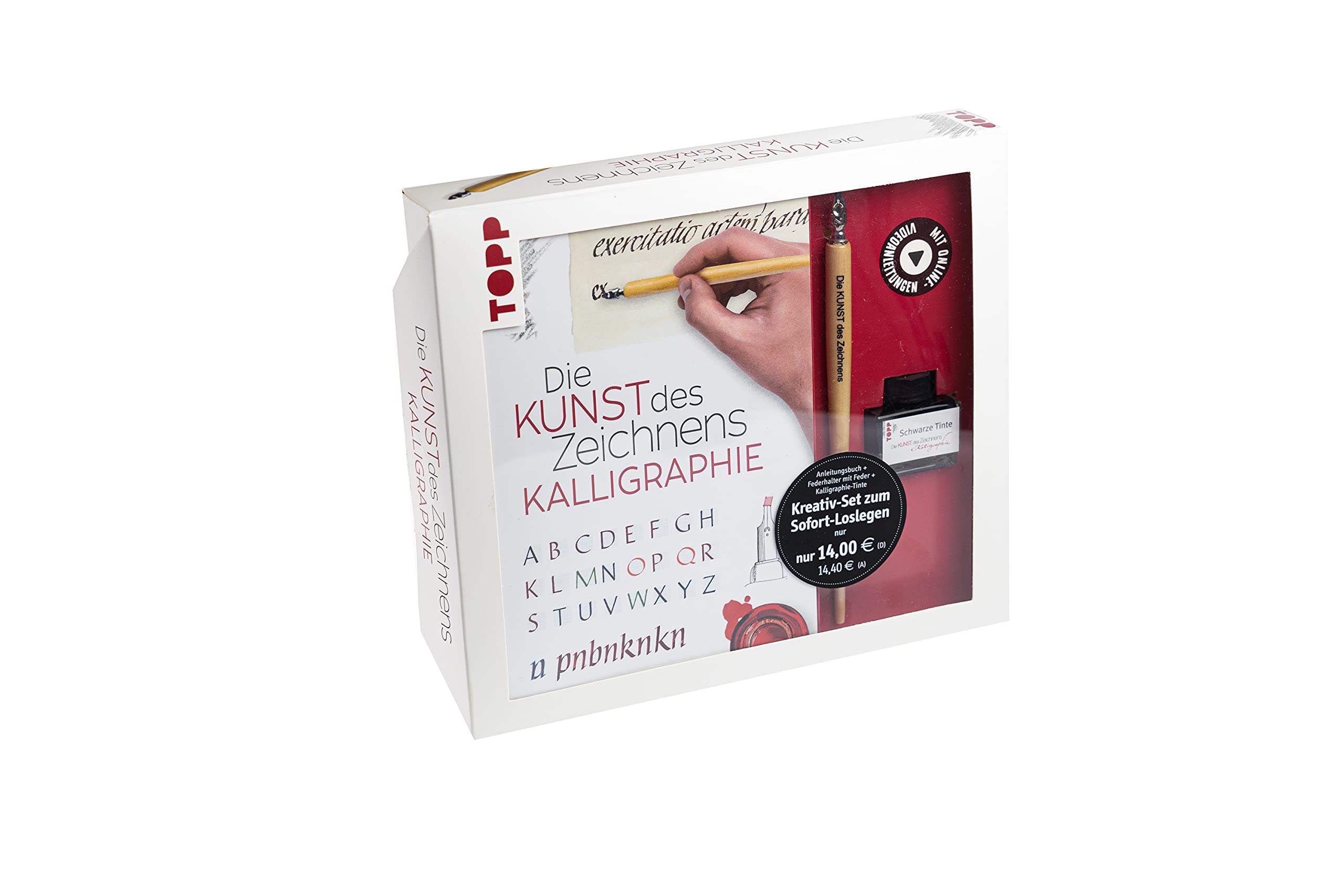 Kreativ-Set Die Kunst des Zeichnens Kalligraphie: Buch für Kalligraphie-Einsteiger sowie Federhalter, Feder mit Reservoir und Tintenfass (Buch plus Material)