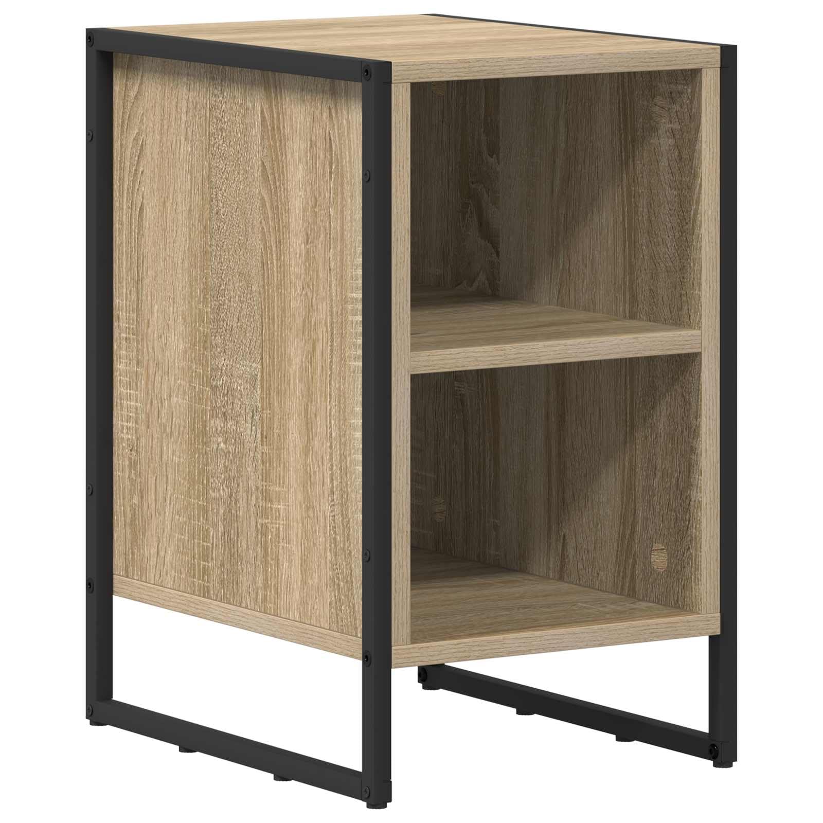 Zestaw stolików nocnych z materiału drewnopochodnego w kolorze Sonoma, 2 sztuki, 39,5 x 30 x 50 cm, ze stalowymi nogami, wolnostojący, wąski, do sypialni, salonu, korytarza, pokoju