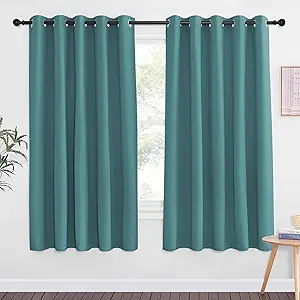 NICETOWN 66 Inch Long Blackout Curtains for Bedroom Living Room, Thermal Insulated Room Darkening Curtains, Light Blocking Blackout Drapes for Bedroom, 66" W x 66" L, 1 Panel, Sea Teal