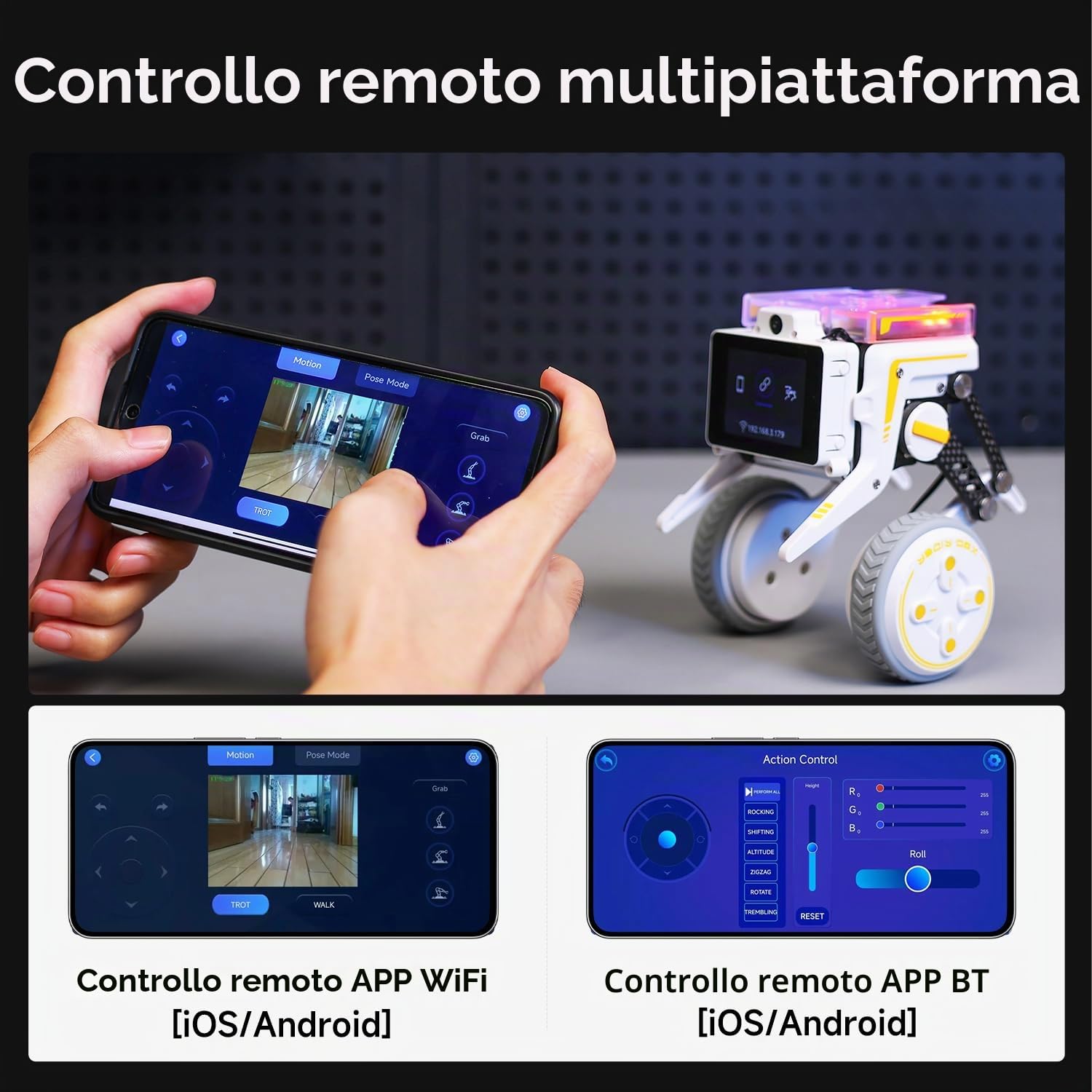 Yahboom Two Wheel-Legged Robot, integrato Raspberry Pi CM4 Module, AI Visual Recognition and Voice Interaction, Desktop Level Dual-Wheel-Foot Structure Adaptive Balance Robot