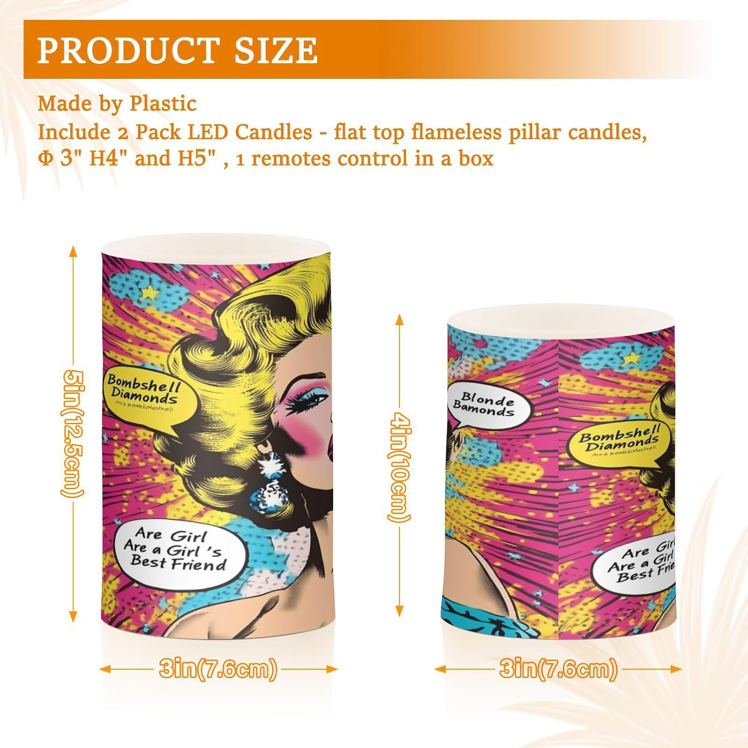 Retro 80s Woman Decorative Flickering Outdoor Candles with Timer Electronic Lights Windproof with Timer for Outdoor Camping Battery Operated