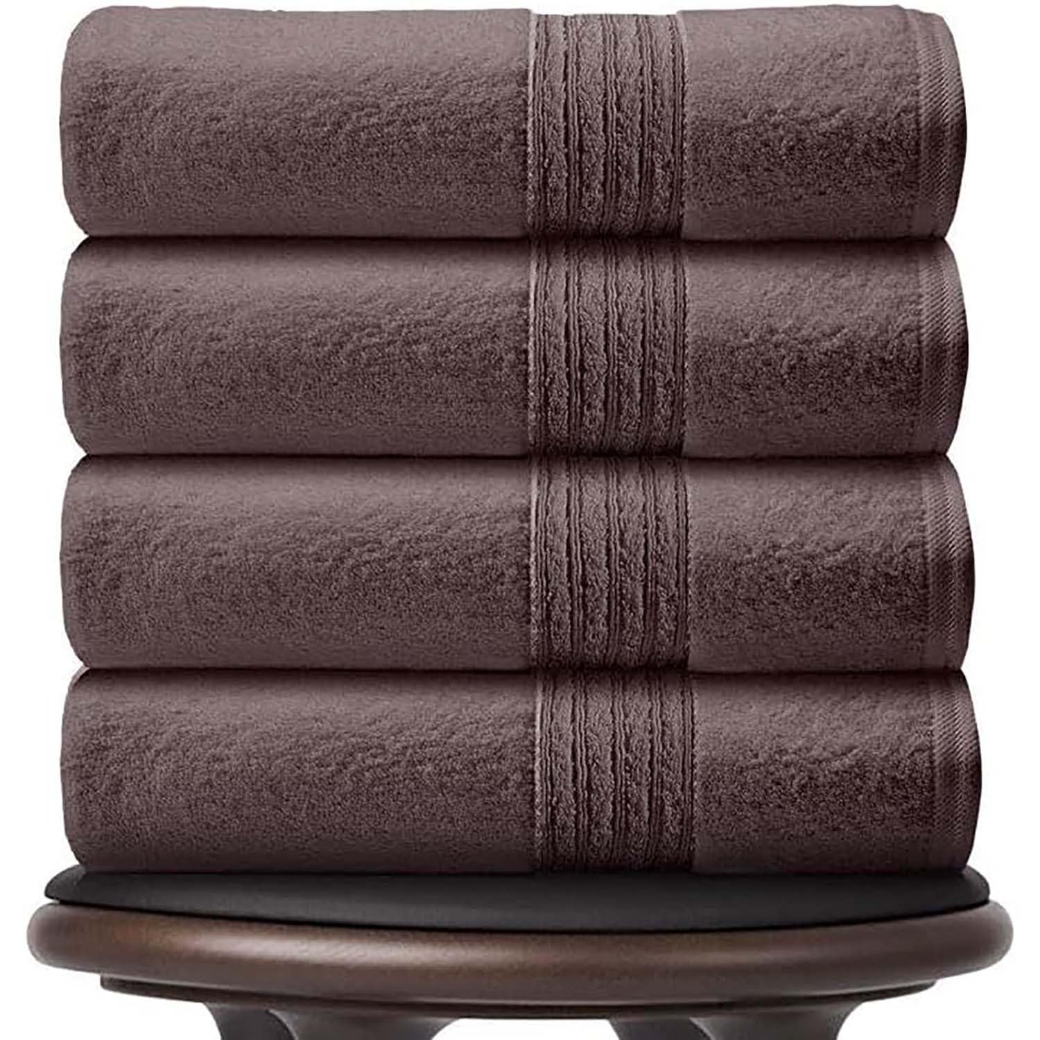 GC GAVENO CAVAILIA Luxury Pack Of 4 Bath Sheets, 100% Egyptian Cotton Towels, 450 GSM Quick Dry Towel, Walnut, 80X140