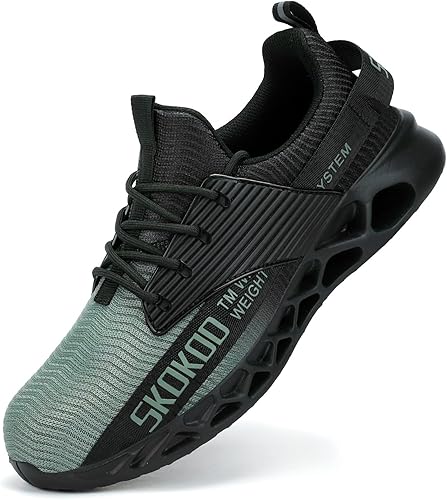 SKOKOD Steel Toe Shoes for Men Puncture Proof Sneakers Men's Non-Slip Composite Toe Safety Shoes Slip On Comfortable Industrial Construction Work