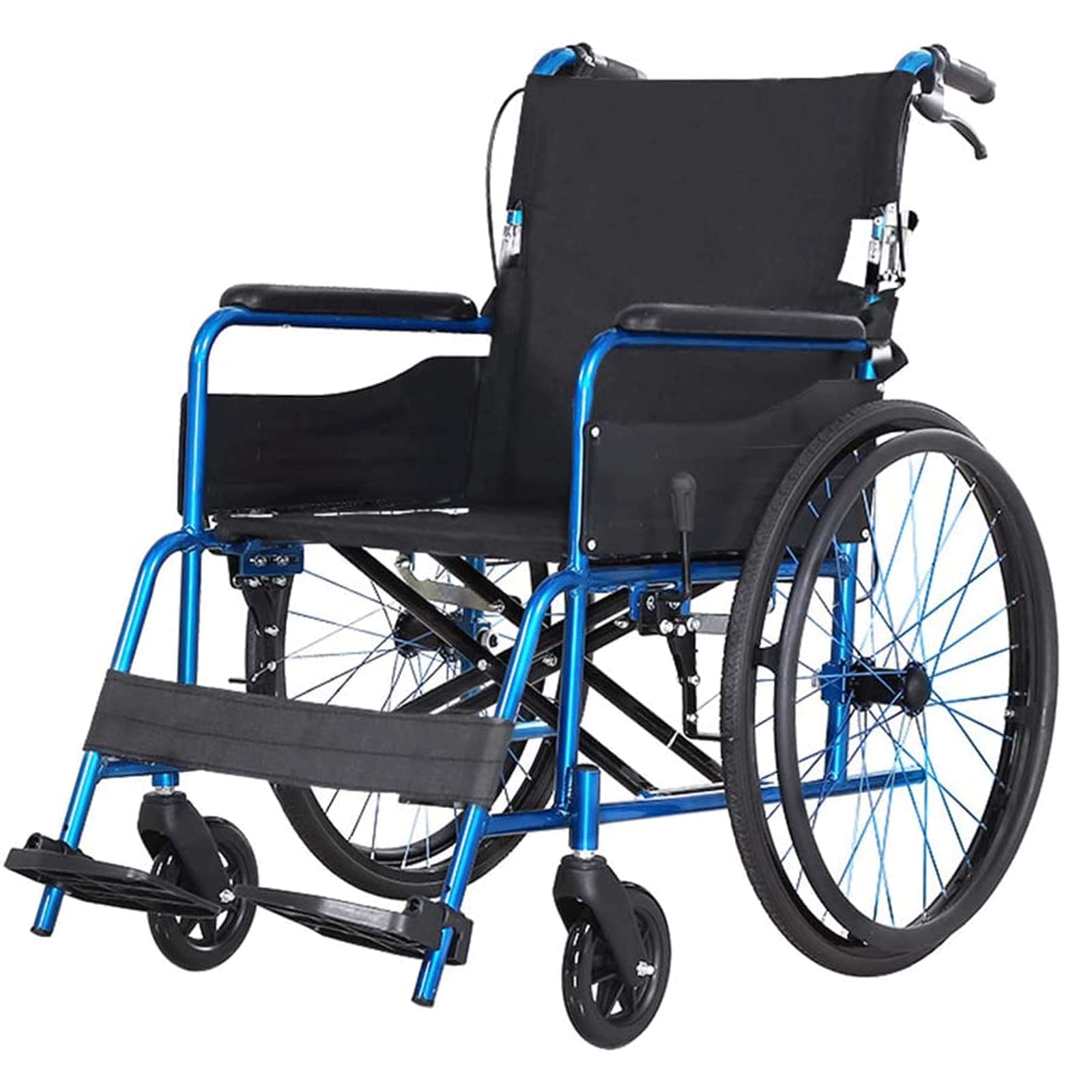 Silla de Ruedas Silla de Ruedas Manual Ligera de Aluminio con Bolsa de Almacenaje Respplegable Silla de Ruedas Autopropulsable/Black