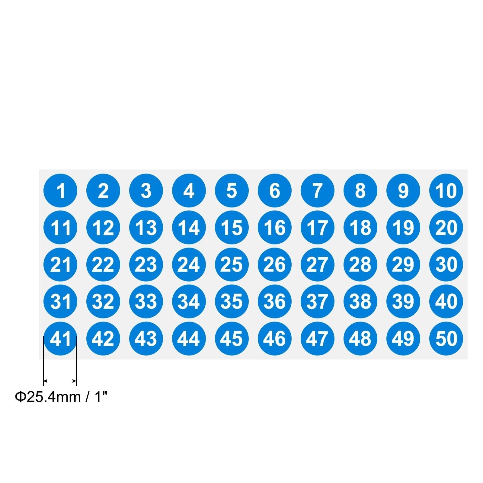 Universal-Aufkleber 1 bis 50 Nummernaufkleber, fortlaufende Aufkleber, rundes Etikett, selbstklebender, punktförmiger farbiger zur Bestandsklassifizierung(100mm Red)