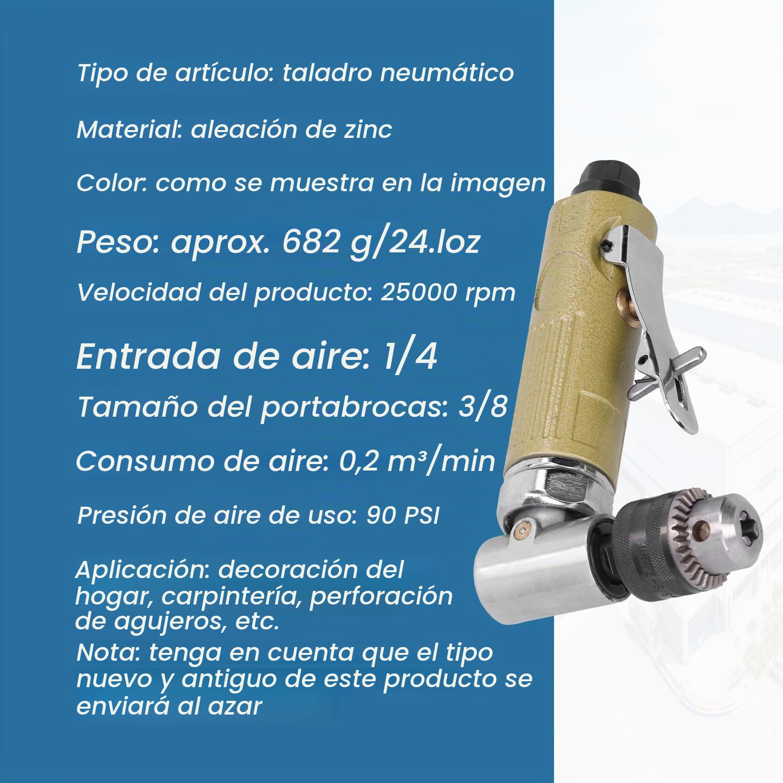 Taladro Neumático De Aire Taladro Accionado Por Aire Taladro De Martillo Neumático Taladro De Aire De Codo De 90 Grados Para Profesionales Y Entusiastas Del Bricolaje