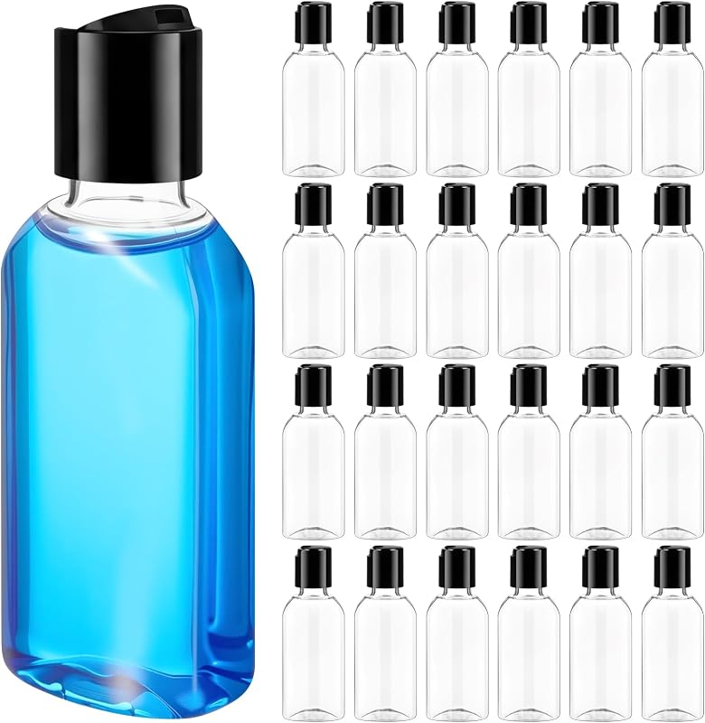 Domensi Frascos Plásticos Recarregáveis para Viagem, 60 mL, Pretos, Pacote com 24