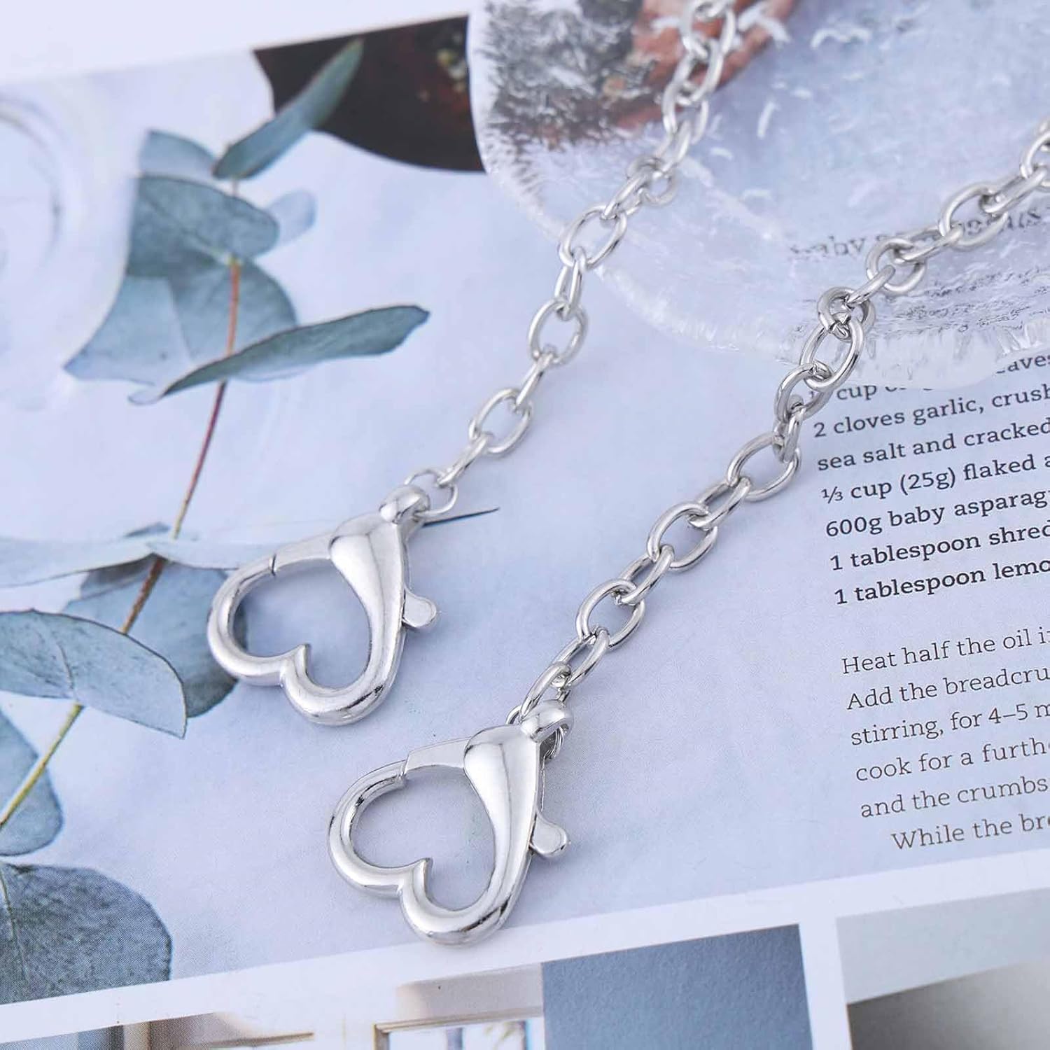 Andelaisi Punk Chunky Link Chain Necklace Double Heart Necklaces Thick Paperclip Chain Necklaces Choker Silver Open Heart Pendant Necklaces for Women - Image 5