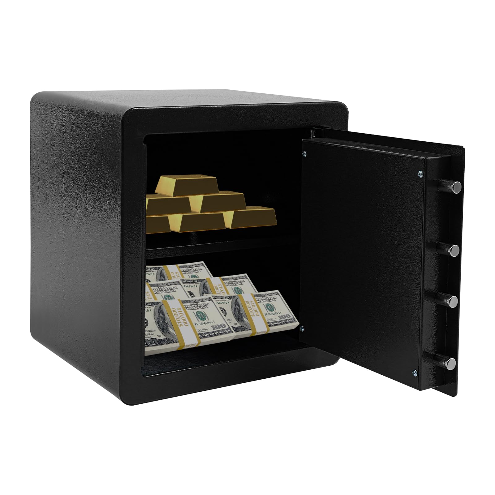 Fingerscan Safe mit Fingerabdruck - Elektronischer Tresor für Zuhause (45L) & Büro - Sicherheitstresor mit 16 Finger-Speicher & Notschlüssel für Geld, Schmuck & Dokumente (Schwarz)