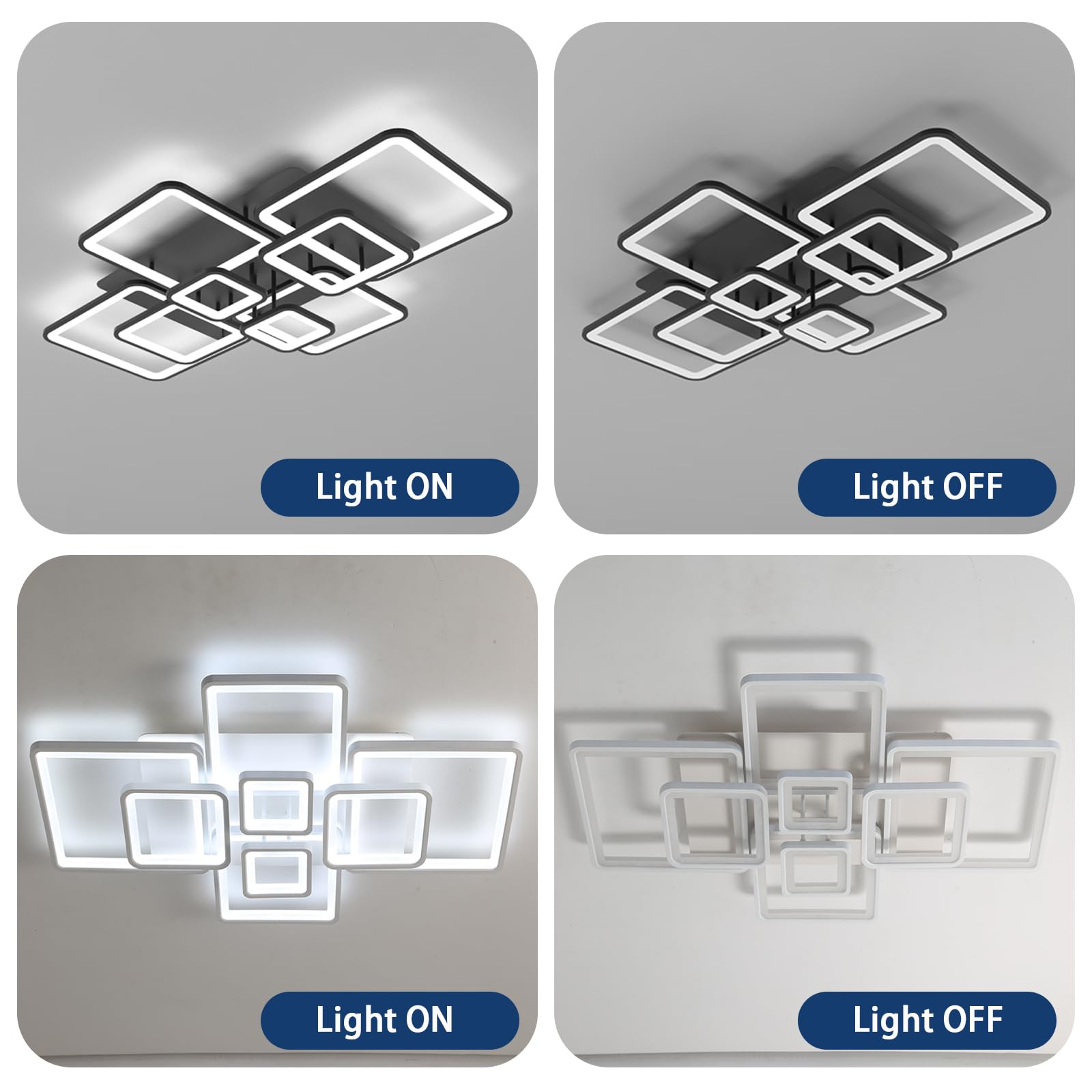 Czarna lampa sufitowa LED z możliwością ściemniania z pilotem - żyrandol z obsługą inteligentnej aplikacji do pokoi dziecięcych Pielęgnacja oczu Lampka nocna Jasna latarnia do salonu Funkcja pamięci