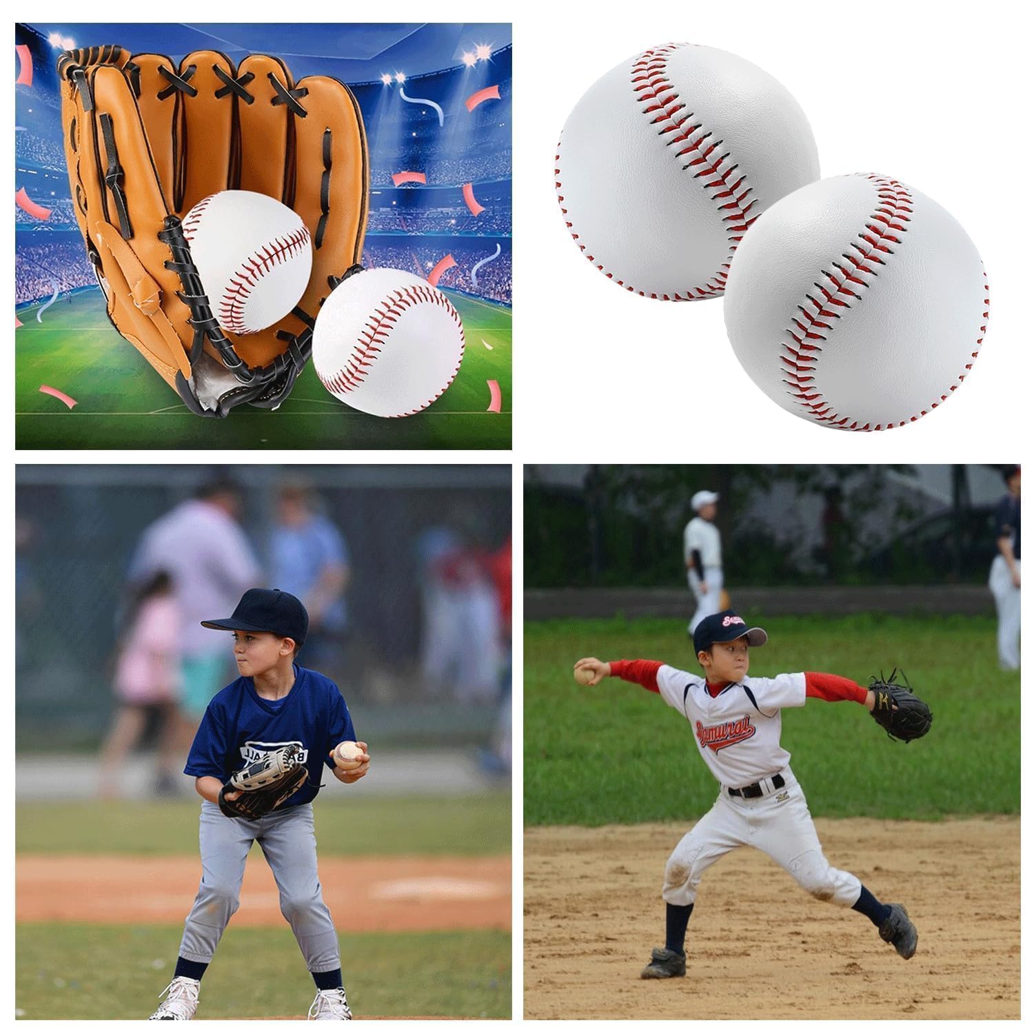 4 Palline Da Baseball Professionali - Morbide, Cucite A Mano, 9 Pollici | In PU Per Adulti E Ragazzi