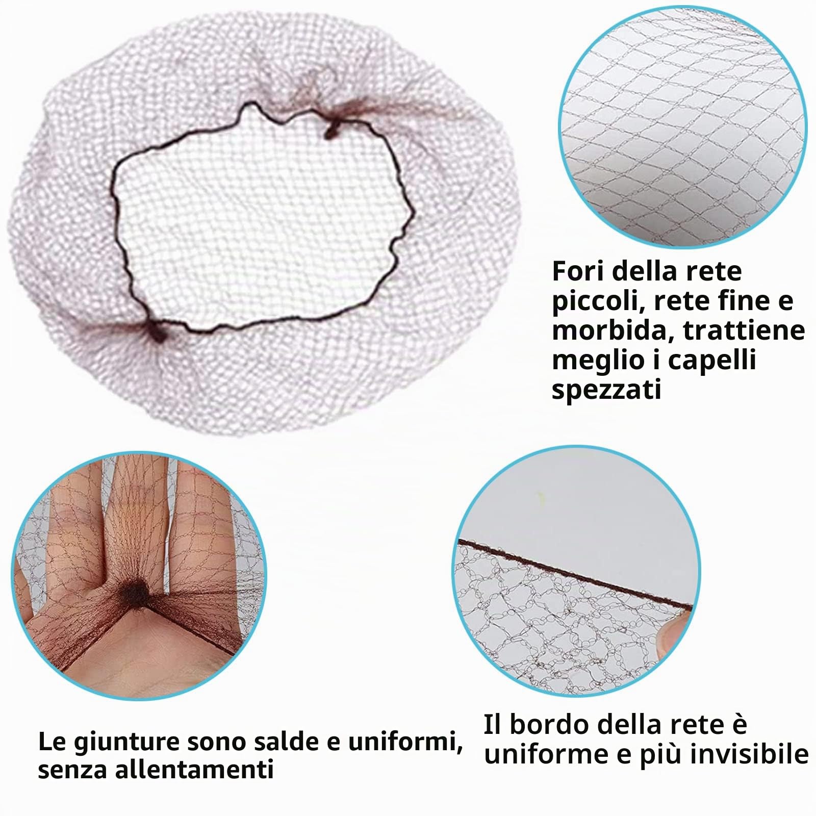 Retina per Capelli,25 Reti per capelli marroni,Retine per Capelli Invisibili con Bordo Elastico,per Invisibili Elastico Bordo Maglia per Balletto,Danza,Infermiera e Così via