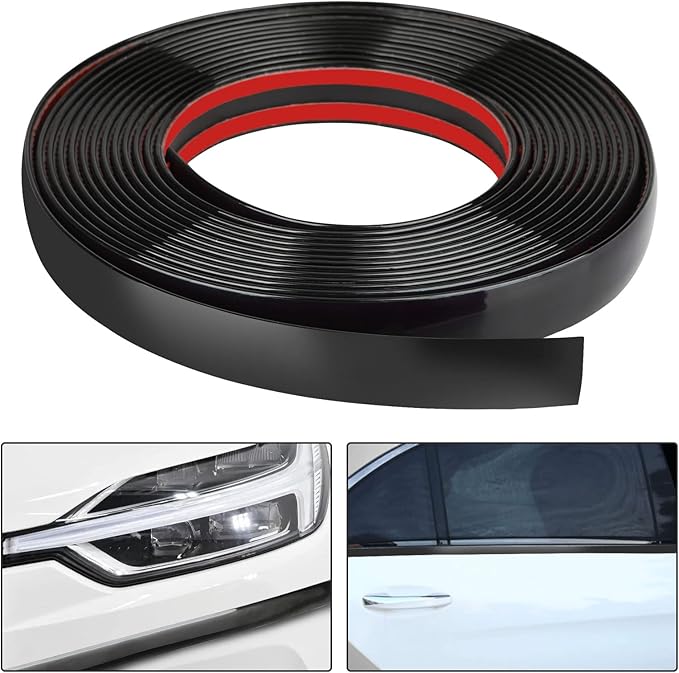 Linkstyle 5M/16FT Chrome Strip Chrome Trim, Car Black Chrome Edge Protector Strip Trim Self