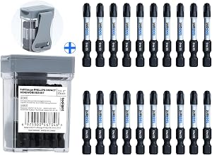 toolant 2 Inch Phillips Bit#3 Magnetic Anti Slip Impact Screwdriver Bits Set,20pcs Insert S2 Steel PH3 Driver Dit Set with CNC Machined Tips for Power Drill