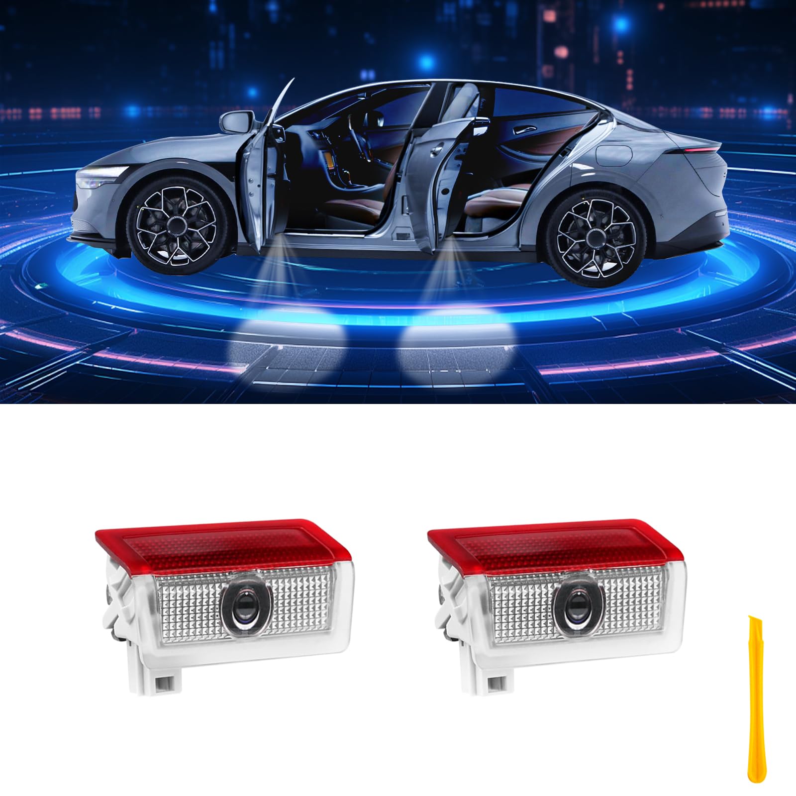 Car Door Lights Logo Projector Puddle Lights Compatible with A B C E M GL GLA GLC GLE Class Accessories, No Fade 4K-HD Car Welcome Lights(2 Pack)