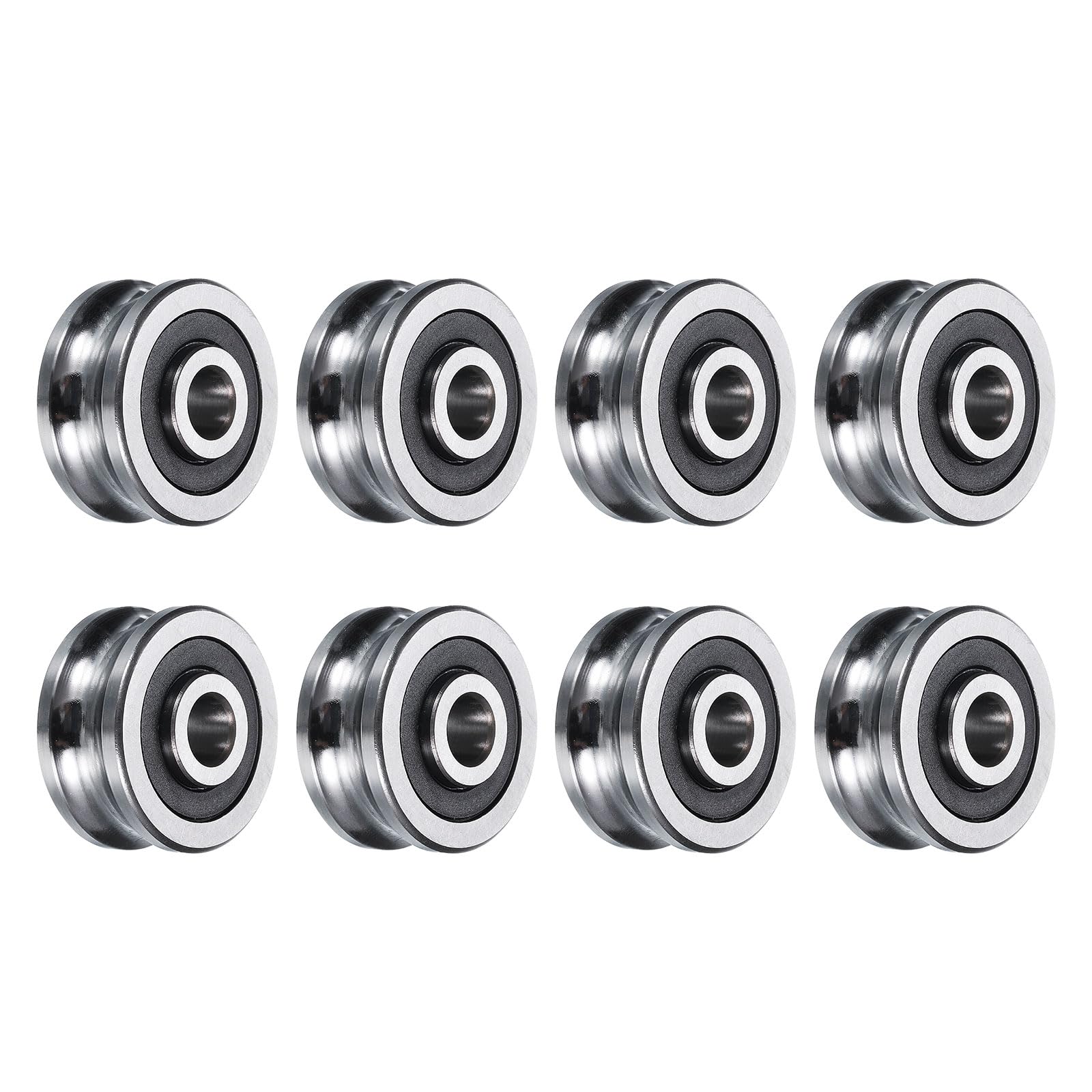 sourcing map Lot de 8 roulements à rainure en U SG25 8 x 30 x 14 mm (GCr15) Roulements en acier chromé ABEC3