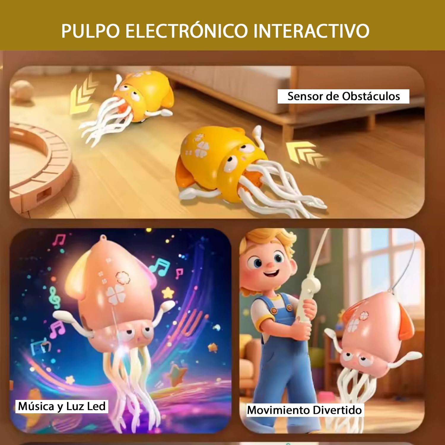 Pulpo Bailarín Musical Interactivo Con Luces Verde