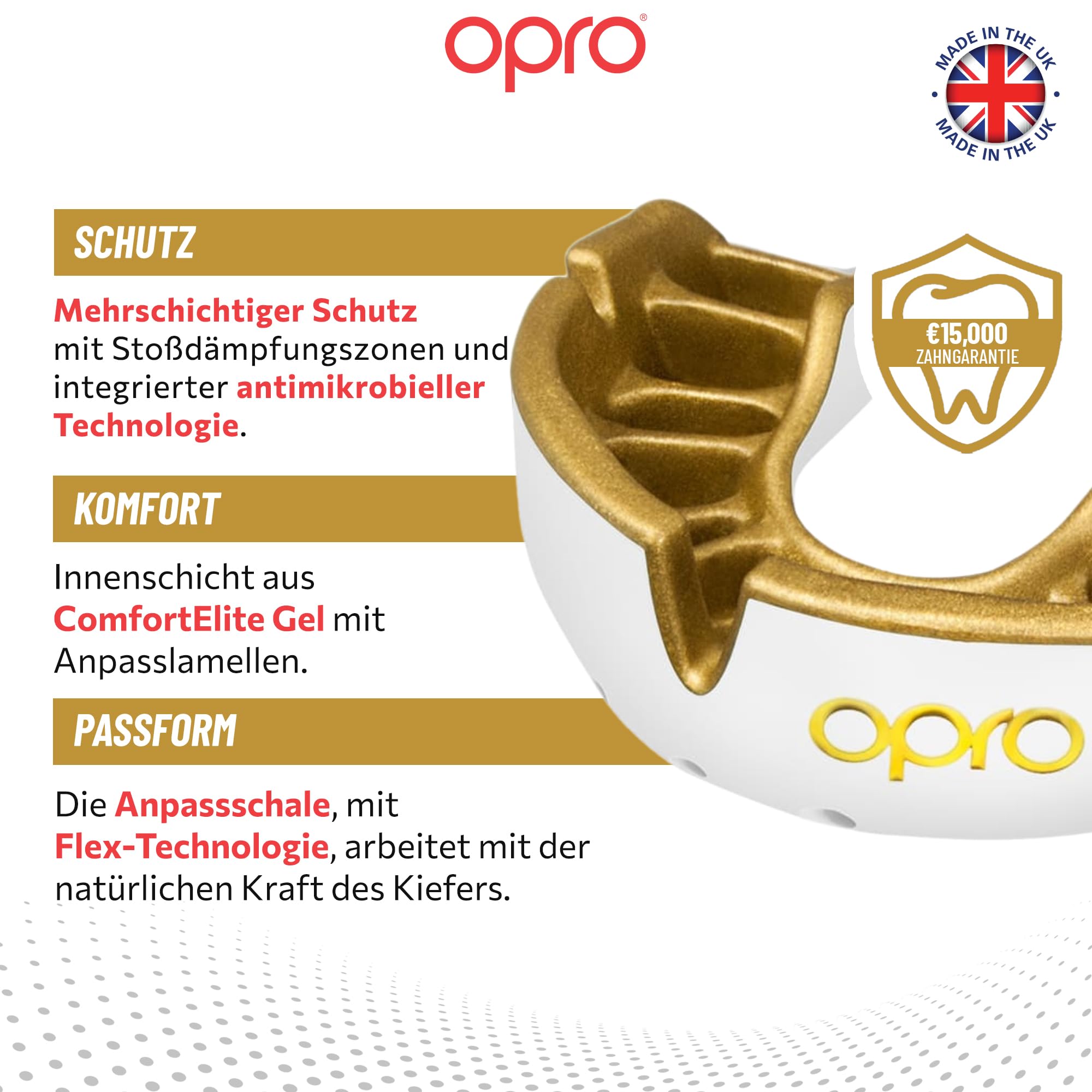 OPRO Mundschutz - Gold-Level Zahnschutz für Boxen, Kampfsport, MMA, Erwachsene & Kinder - Selbstanpassende Schiene für Hockey, Kickboxen, Rugby - Premium Passform - Mit zahnärztlicher Garantie
