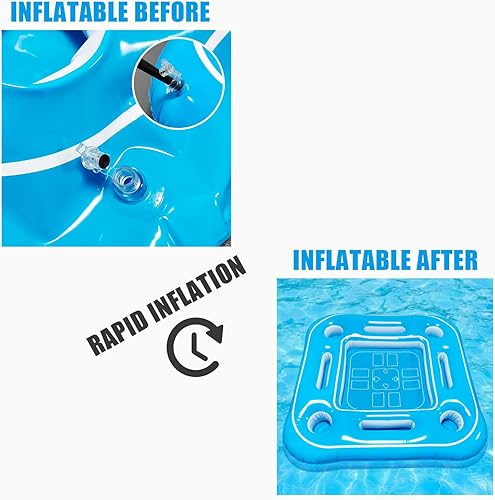 Miniatura 5 de Fistone Mesa de juego flotante inflable grande  Bandeja para piscina y fiesta en la playa, divertido soporte para alimentos y bebidas de verano para
