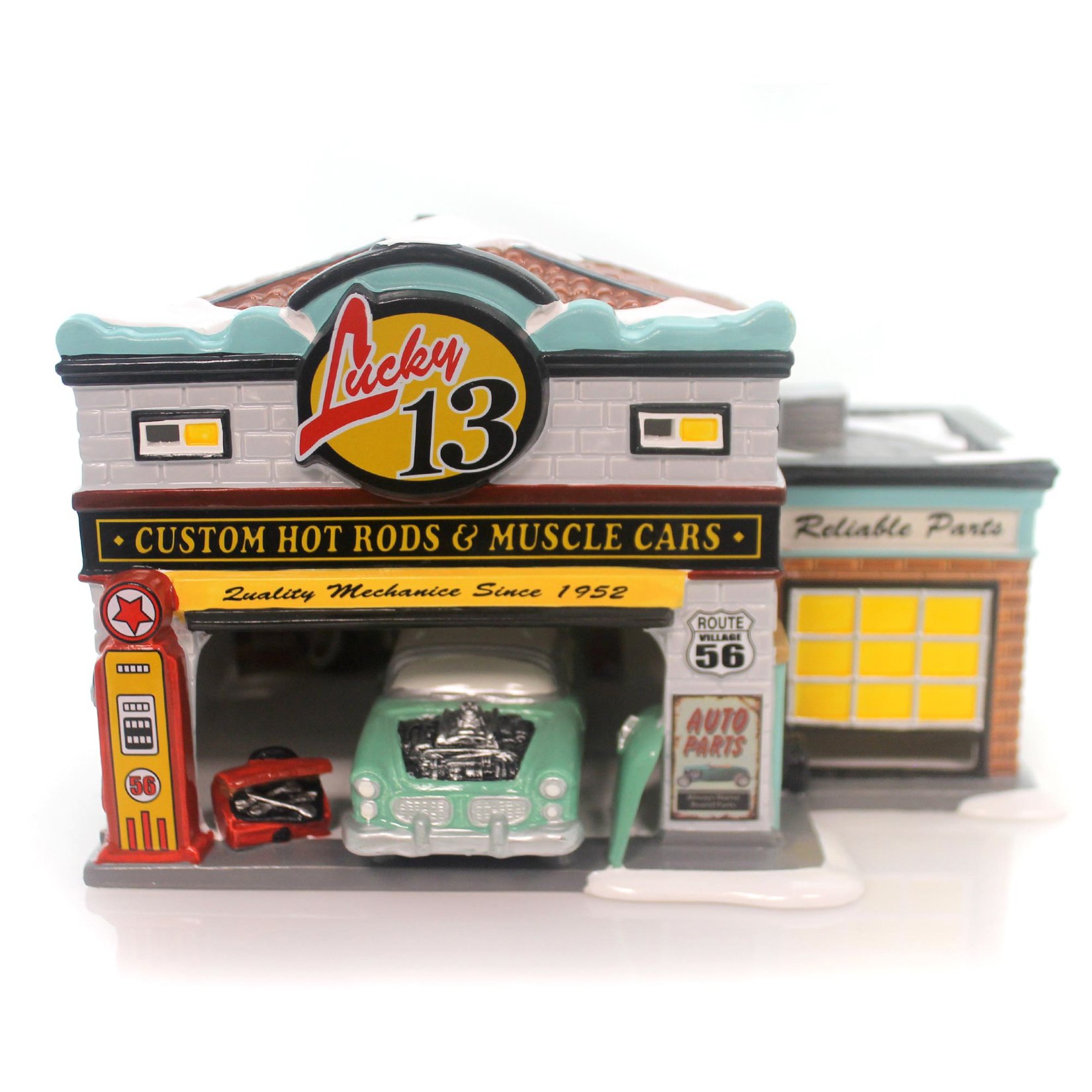 Amazon.com: Department 56 Snow Village Lucky 13 Garage Lit House