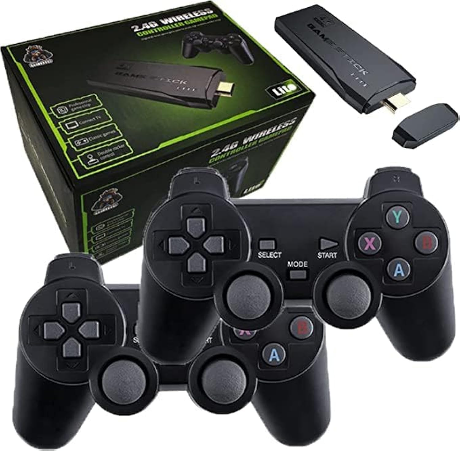 AUTOYSUR Video Game Console 2.4G Double Wireless Controller Game Stick 4K Games Console Including 64GB Retrogames For PS1/GBA Boy Gift (64g)