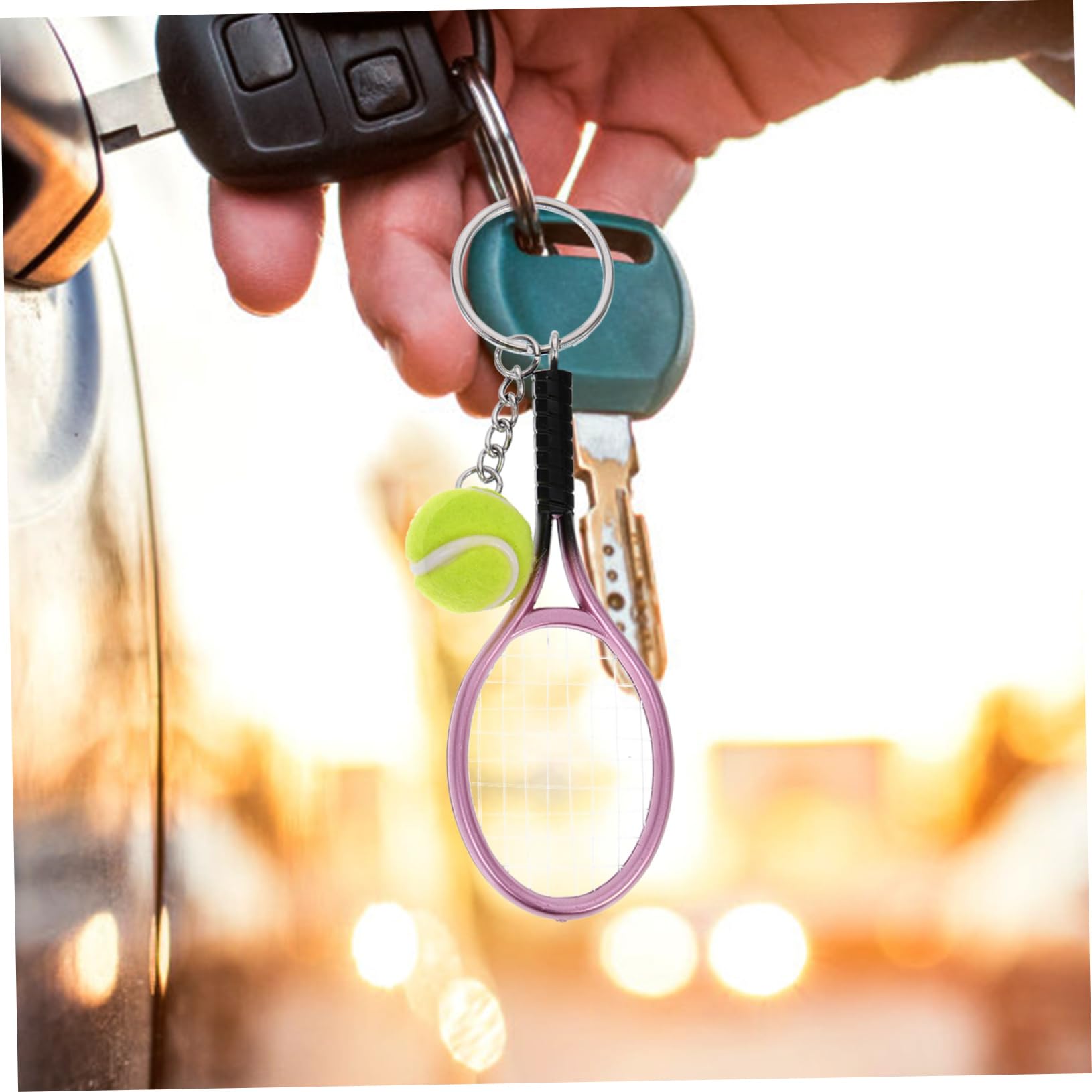 GALPADA 9 Piezas Tenis Llavero Mini Llavero Voleibol Decoraciones Del Coche Mini Juguetes a Granel Llavero Amantes Del Tenis Llavero Metálico Adorno Tenis El Plastico Bolsas Portátil