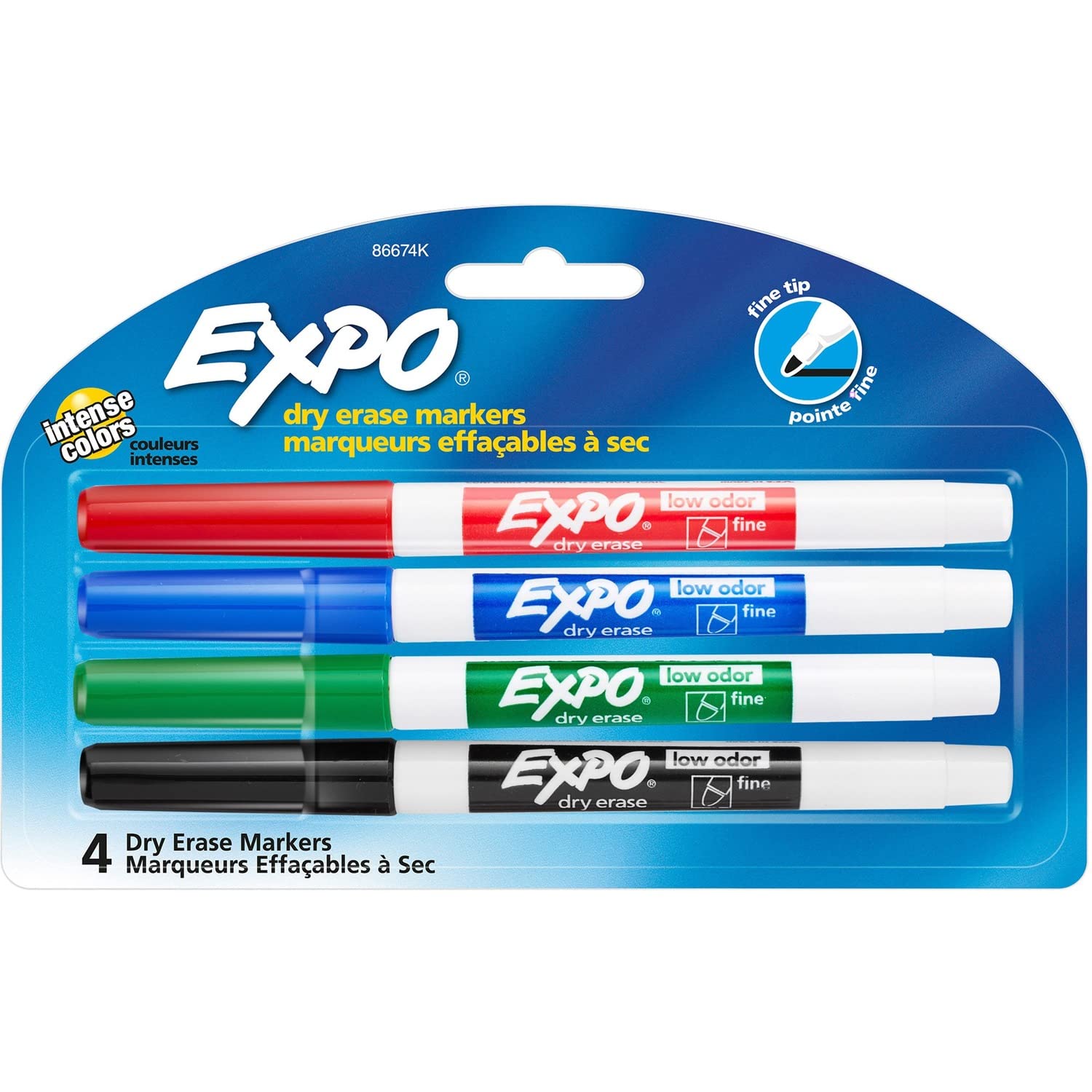 Expo Low-Odor Dry Erase Markers, Fine Point, Assorted Colors 4 ea (Pack of 3)