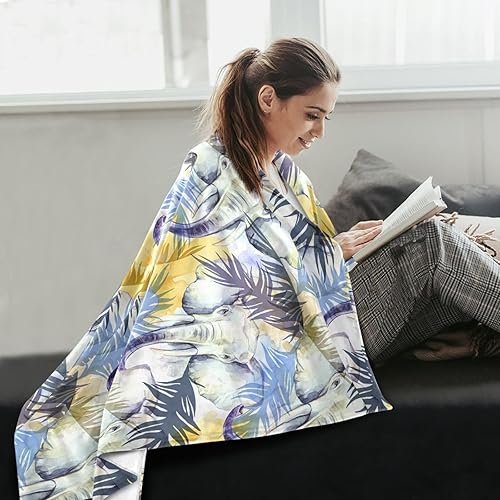 Miniatura 6 de KLL Palm Leaves Elephant Forest Blankets & Throws Spring Throw Blanket Flannel Warm Throws 60"x90" for Picnic, Home Decor, Sofa