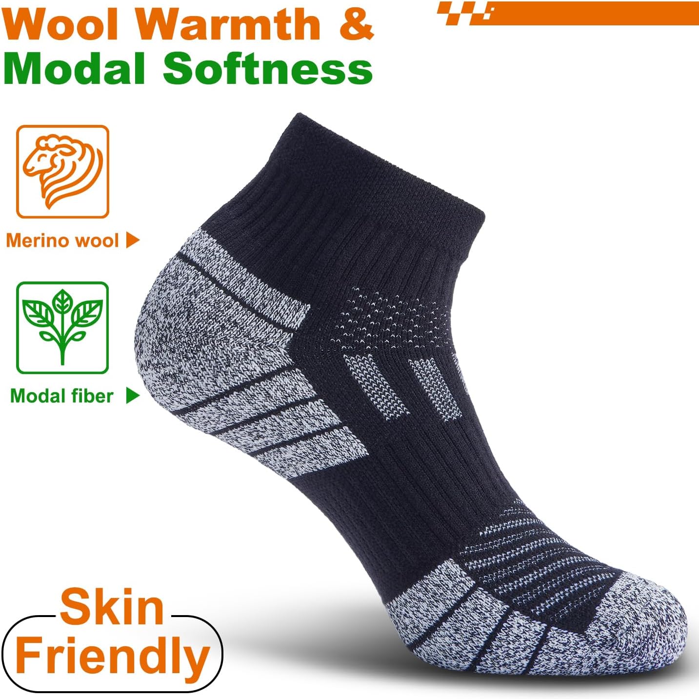 Wool Compression Ankle Socks - Cozy Cushioned Hiking Running for Men Women - Thick Warm Durable - Image 3