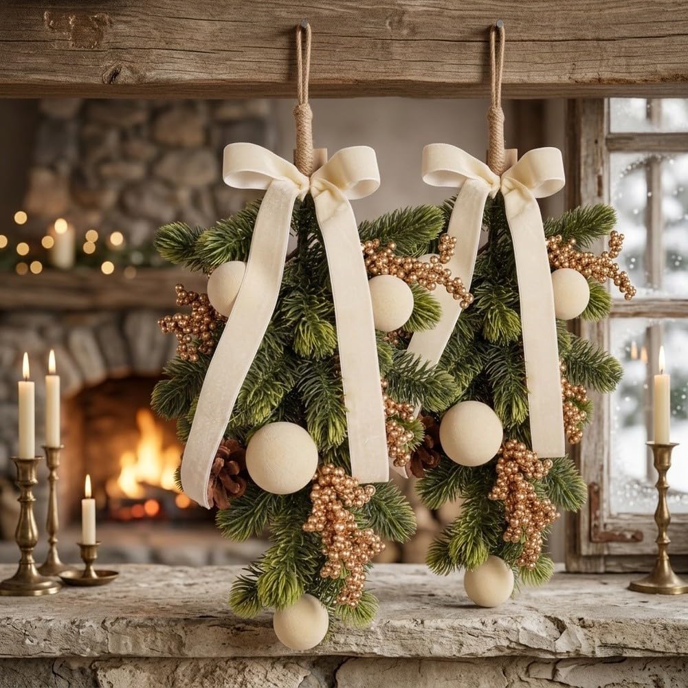 Künstlicher Weihnachtskranz 41cm Plastik Beeren für deko Künstlicher