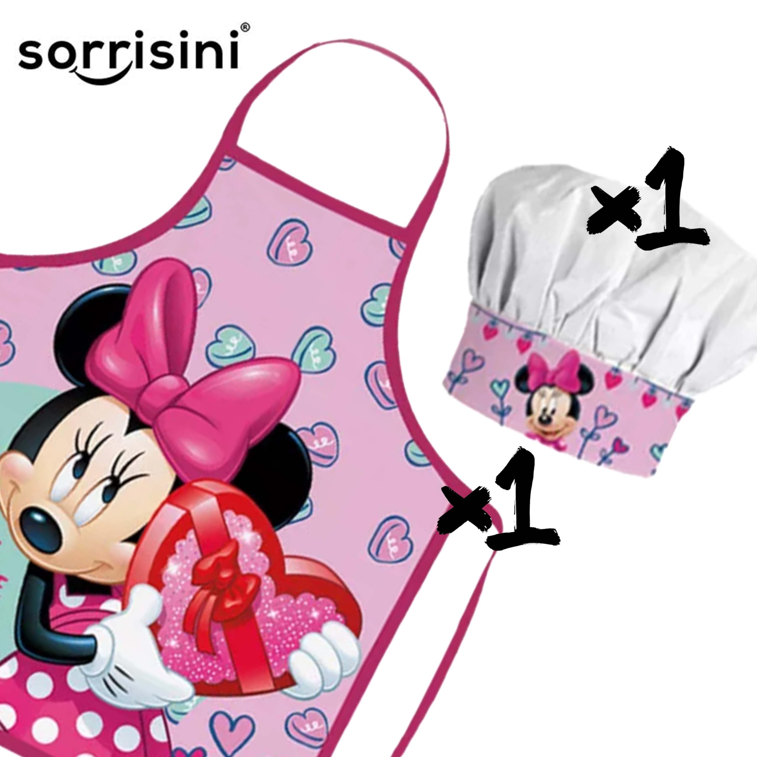 Set Chef Bambino, Grembiule da Cuoco per Bambini, Cappello Chef Bambino, Vestito Cuoco Bambino, Grembiule e Cappello Regolabile per dipingere Minnie